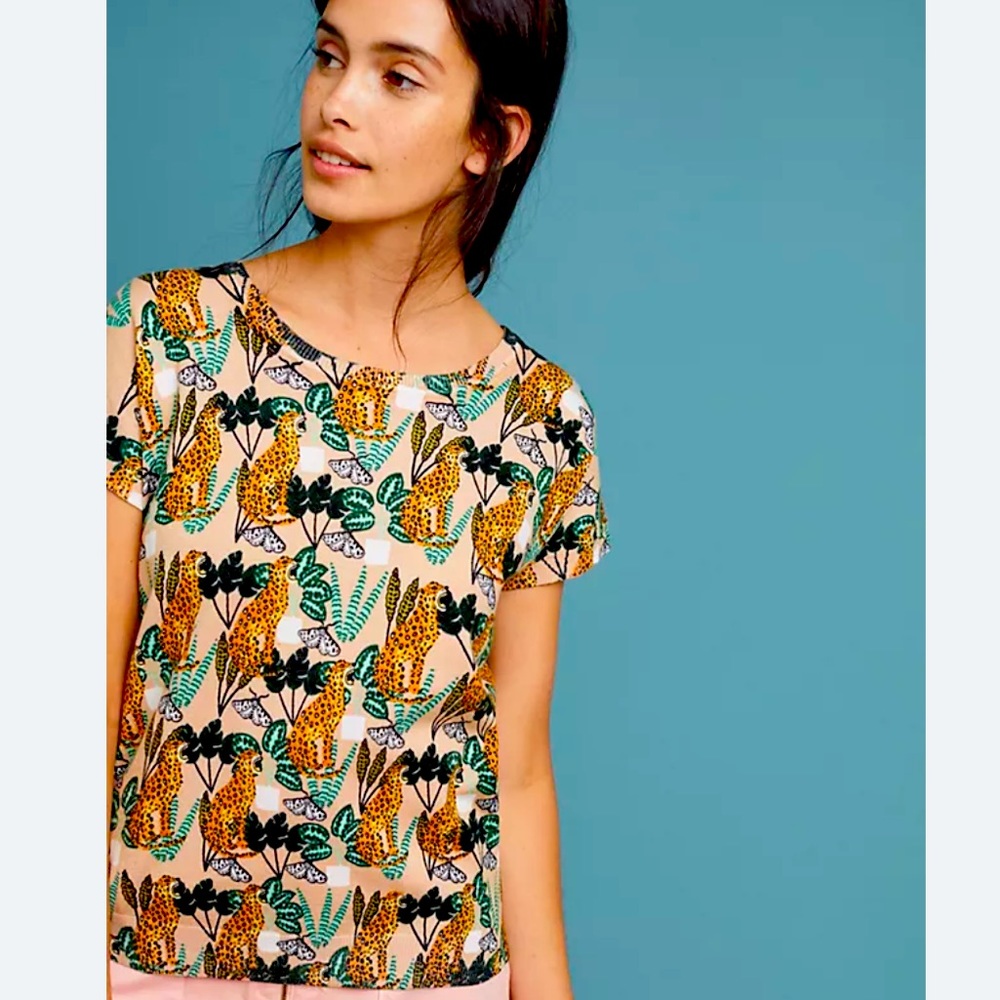 Anthropologie pepaloves cat plant t shirt sweater size XS